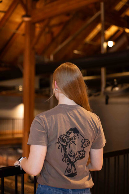 Enzyme Washed T-Shirt Espresso Cow Head
