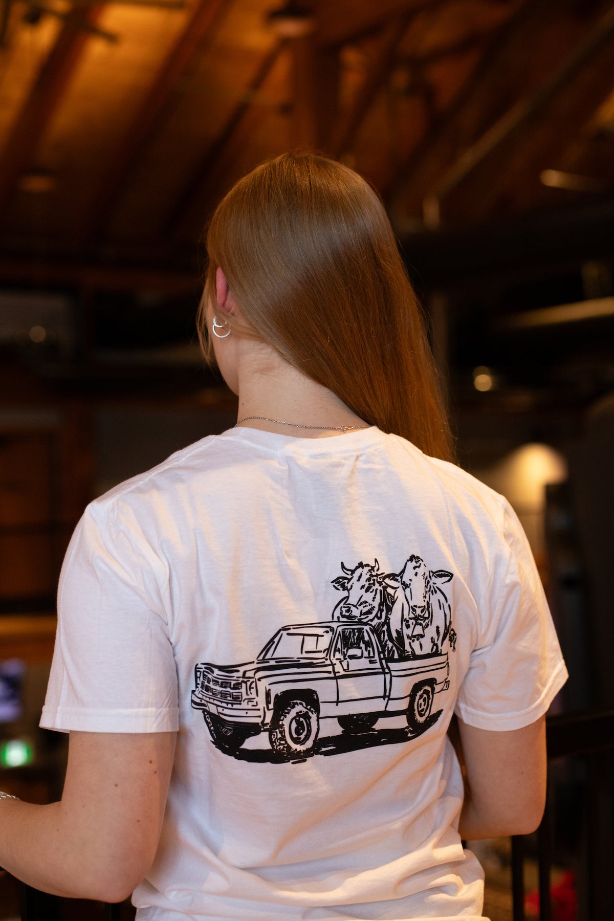 Softstyle Cows in Truck White T-Shirt