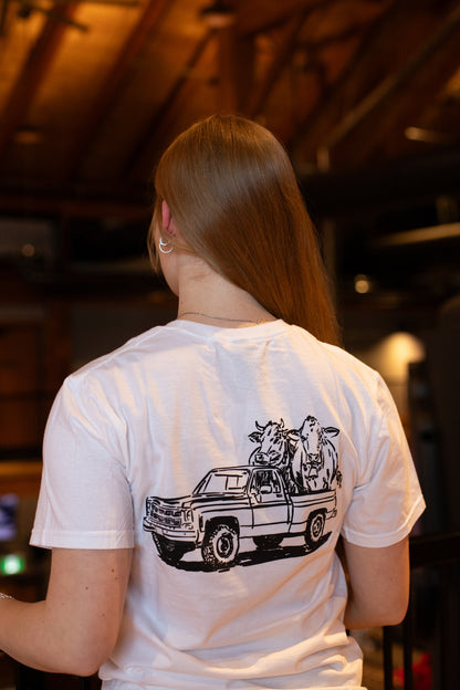 Softstyle Cows in Truck White T-Shirt