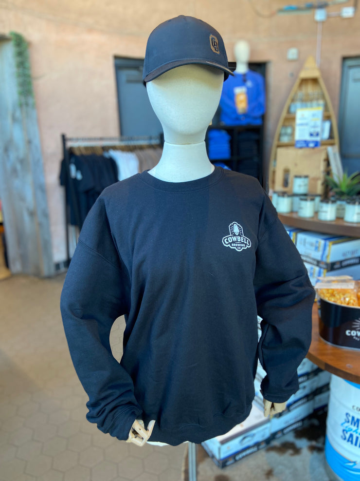 Crewneck Sweater Pocket Logo - Black