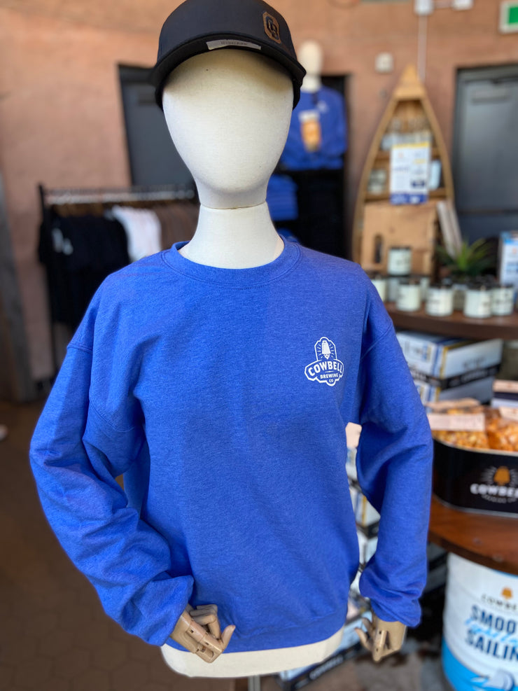 Crewneck Sweater Pocket Logo - Heather Deep Royal