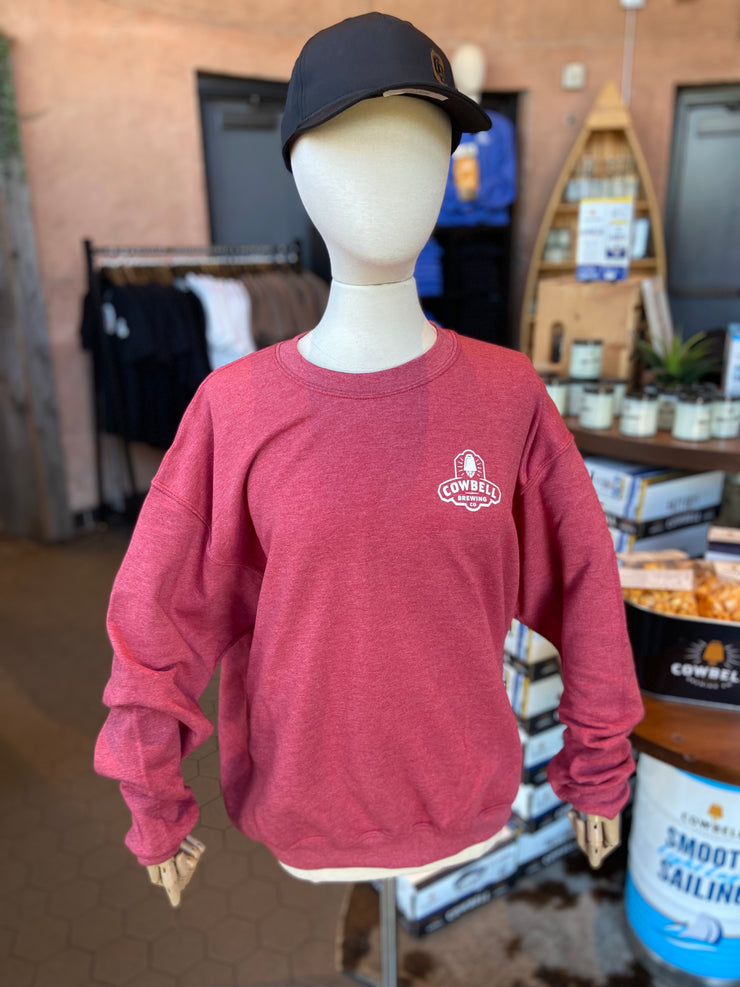 Crewneck Sweater Pocket Logo - Heather Scarlet Red