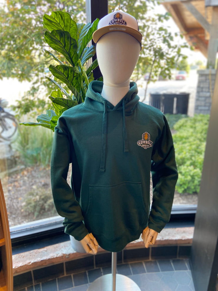 Cowbell Pocket Logo Hooded Sweater - Forest Green