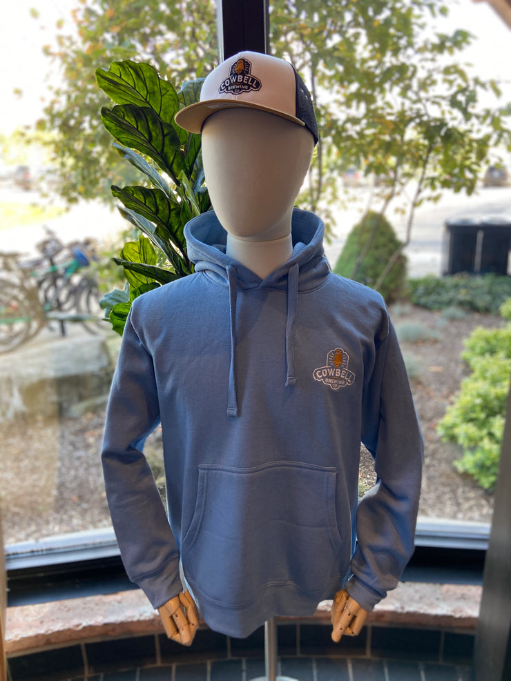 Cowbell Pocket Logo Hooded Sweater - Light Blue